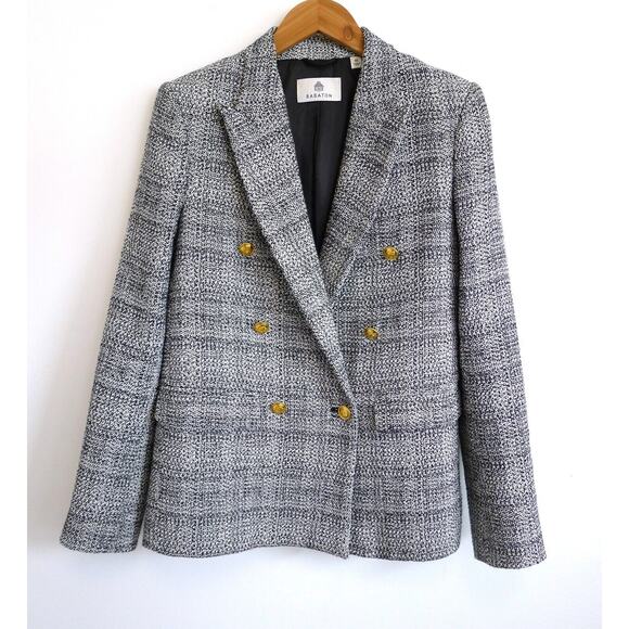 BABATON Tweed Linen-Blend Double-Breasted Index Blazer Jacket XS ARITZIA $228 - Picture 3 of 13